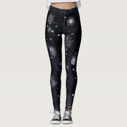 Legging Flocos de neve exclusivos e vencíveis em preto