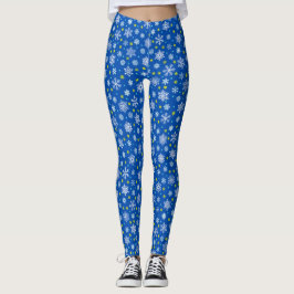 Legging Flocos de neve Marinho Azul Azul Azul Azul Elegant