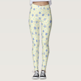 Legging Flocos de neve Na moda amarelo Pastel amarelo Eleg