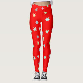 Legging Flocos de neve nas pernas vermelhas