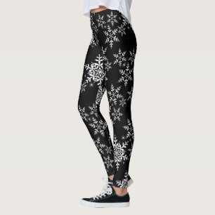 Legging Flocos de neve no Natal Negro