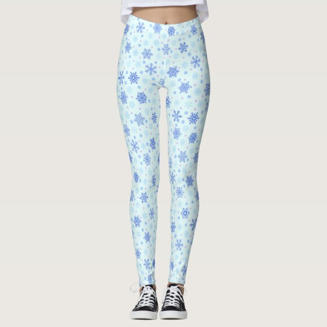 Legging Flocos de neve Pastel Blue Baby Blue Snow Elegante (Frente)