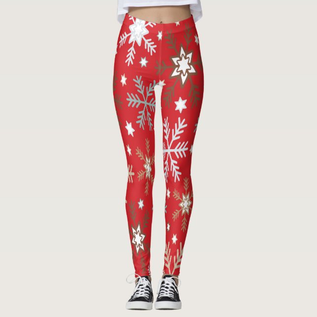 Legging Flocos de neve vermelhos (Frente)