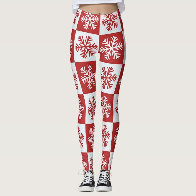 Legging Flocos de neve vermelhos e brancos (Frente)