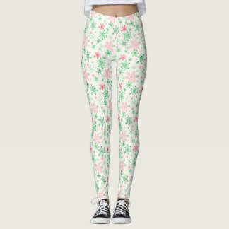 Legging Flocos de neve vermelhos e verdes