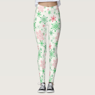 Legging Flocos de neve vermelhos e verdes