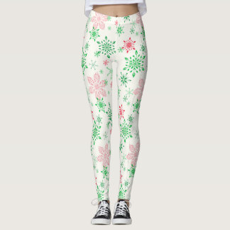 Legging Flocos de neve vermelhos e verdes