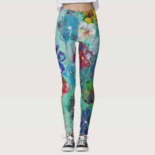 Legging Flor acrílica colorida