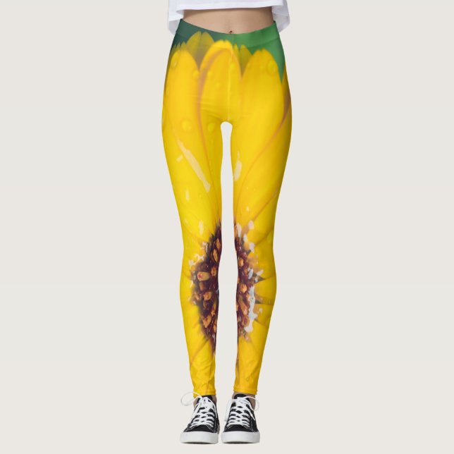 Legging Flor amarela clara após chuva (Frente)