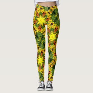 Legging flor amarela- estrelas verdes