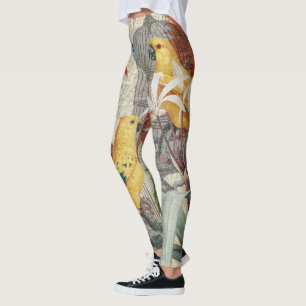 Legging Flor Anticial Tropical Amarelo-papagaio