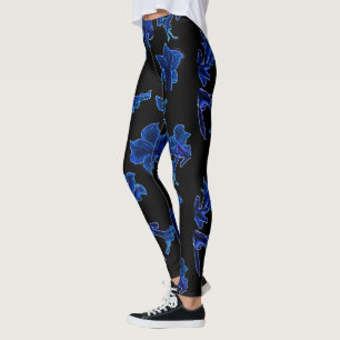 Legging Flor Azul Neon Estilizado Floral