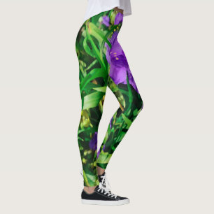 Legging Flor Azul Roxo Estilizado Floral