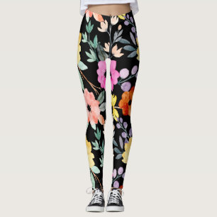 Legging Flor Botânica Floral Moderna De Aquarela