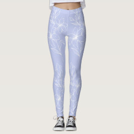 Legging Flor branca em legendas azuis claras