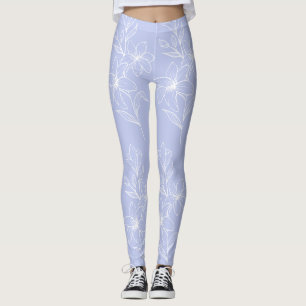 Legging Flor branca em legendas azuis claras
