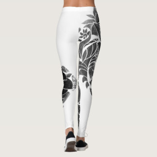 Legging Flor branco preto