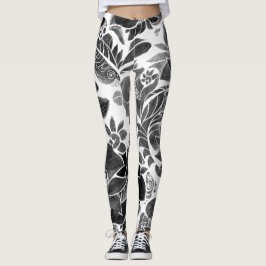 Legging Flor branco preto