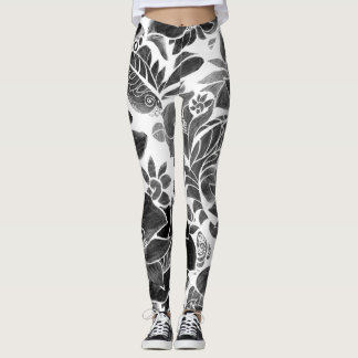 Legging Flor branco preto
