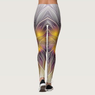 Legging Flor Colorida Luminosa, Fractal Moderno Abstrato