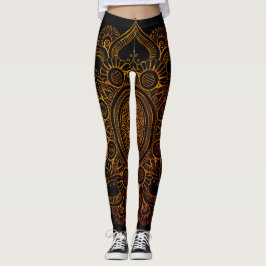 Legging Flor da mandala - preto e ouro