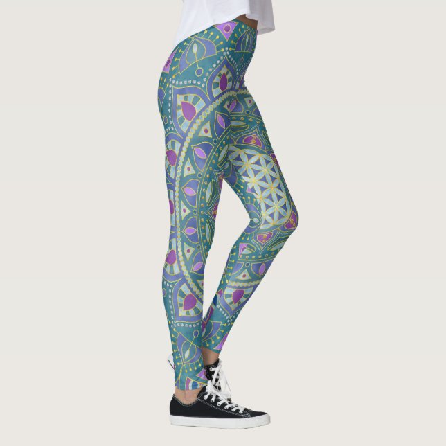 Legging Flor Da Vida - Estilo De Mandala Índia 1 (Direita)