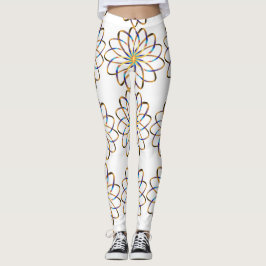 Legging flor de abstrato blu
