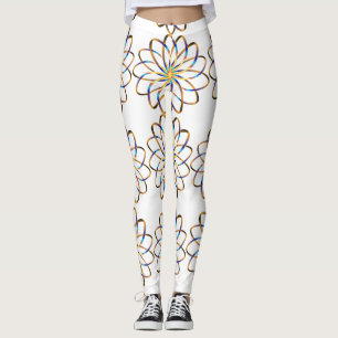Legging flor de abstrato blu