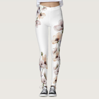 Legging Flor de Anêmona Pintada à Aquarela