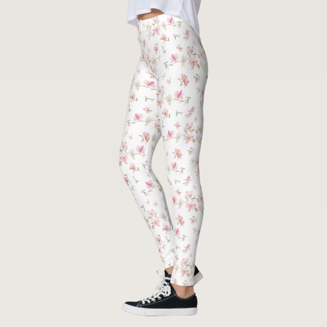 Legging Flor de Aquarela Rosa Suave (Esquerda)