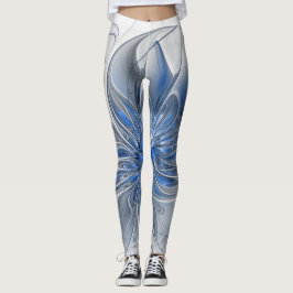 Legging Flor de Arte Fracionada com Cinza Azul abstrato