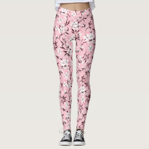 Legging Flor de cereja branca