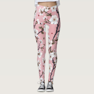Legging Flor de Cerejeira Rosa Japonesa Sakura Primavera F