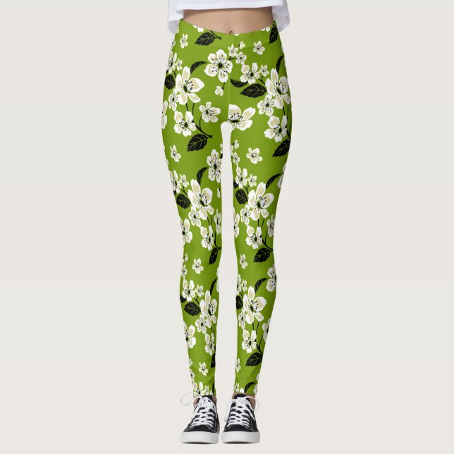 LEGGING FLOR DE CEREJEIRA - SAKURA (MATCHA) (Frente)