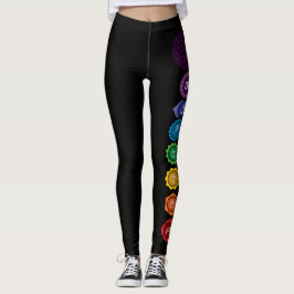 Legging Flor de Chakra de caneleiras do reiki da ioga da