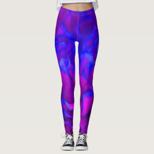 Legging Flor de craveiro a preto-e-rosa e azul
