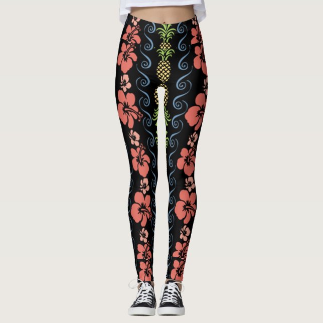 Legging Flor De Hibisco Com Abacaxi (Frente)