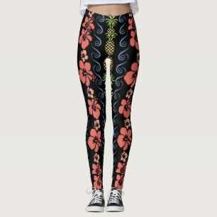 Legging Flor De Hibiscus Com Abacaxi
