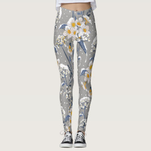Legging Flor de inverno: Padrão Floral Delicado