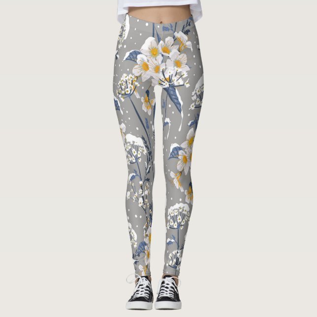 Legging Flor de inverno: Padrão Floral Delicado (Frente)