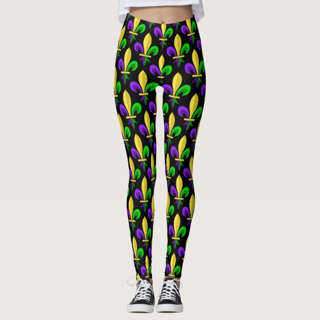 Legging Flor de lis do carnaval do carnaval (Frente)