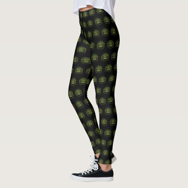Legging Flor de Lotus Verde e Amarelo (Esquerda)