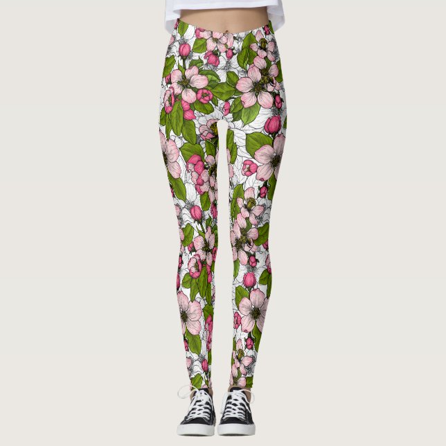 Legging Flor de maçã em branco (Frente)