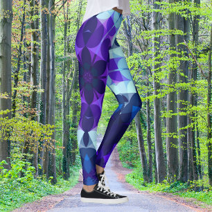 Legging Flor de Mandala, Azul e Púrpura