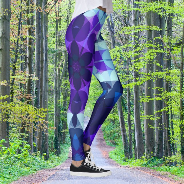 Legging Flor de Mandala, Azul e Púrpura (Criador carregado)