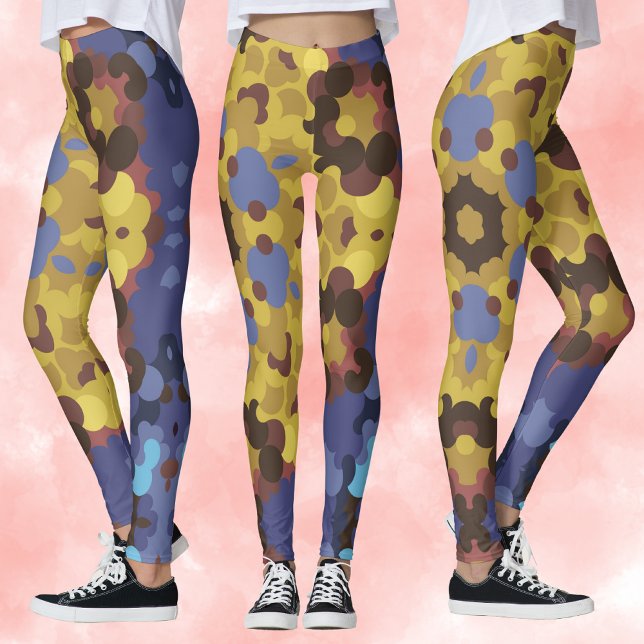 Legging Flor de Mandala Retroativa Amarelo e Azul (Criador carregado)