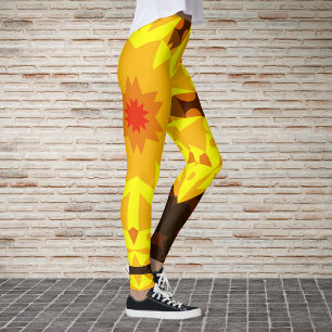 Legging Flor de Mandala Retroativa Laranja e Amarelo
