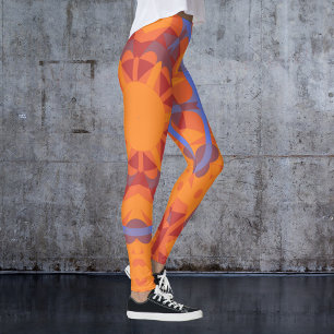 Legging Flor de Mandala Retroativa Laranja e Azul