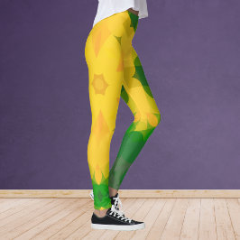 Legging Flor de Mandala, Verde e Amarelo