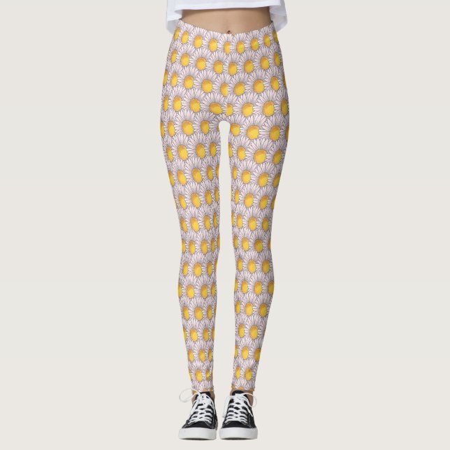 Legging Flor de Margarida, Boho de Flor Silvestre, Present (Frente)